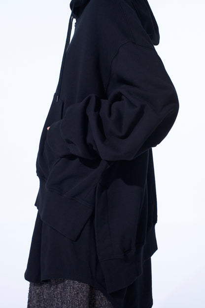FRENCH TERRY ASYMMETRICAL ZIP-UP HOODIE