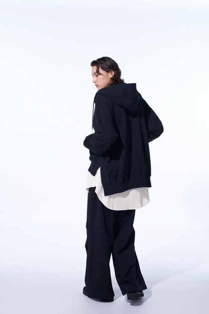 FRENCH TERRY ASYMMETRICAL ZIP-UP HOODIE