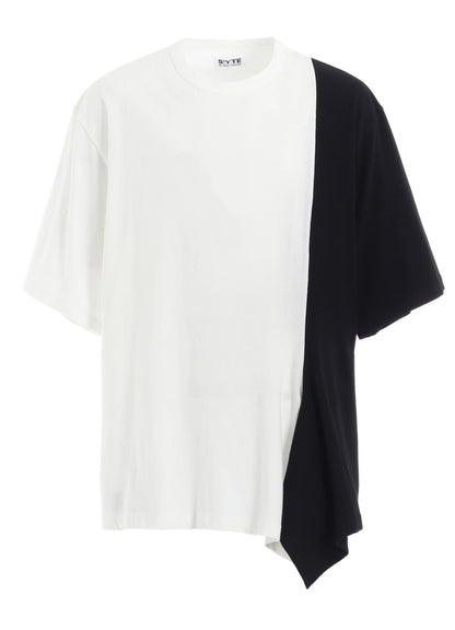 COTTON JERSEY FABRIC SWITCH H/S DRAPED T-SHIRT