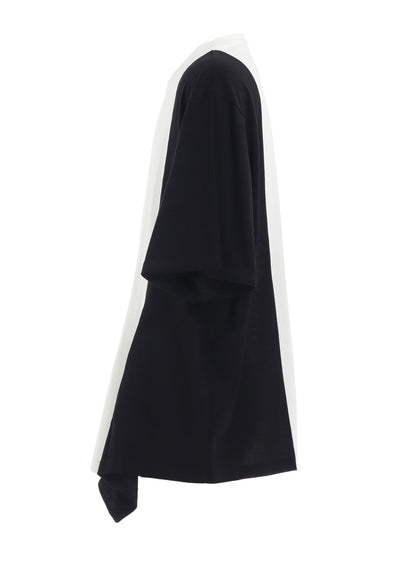 COTTON JERSEY FABRIC SWITCH H/S DRAPED T-SHIRT