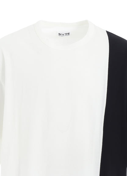 COTTON JERSEY FABRIC SWITCH H/S DRAPED T-SHIRT