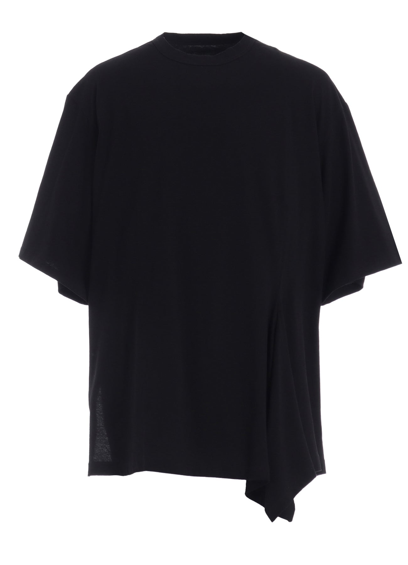 COTTON JERSEY FABRIC SWITCH H/S DRAPED T-SHIRT