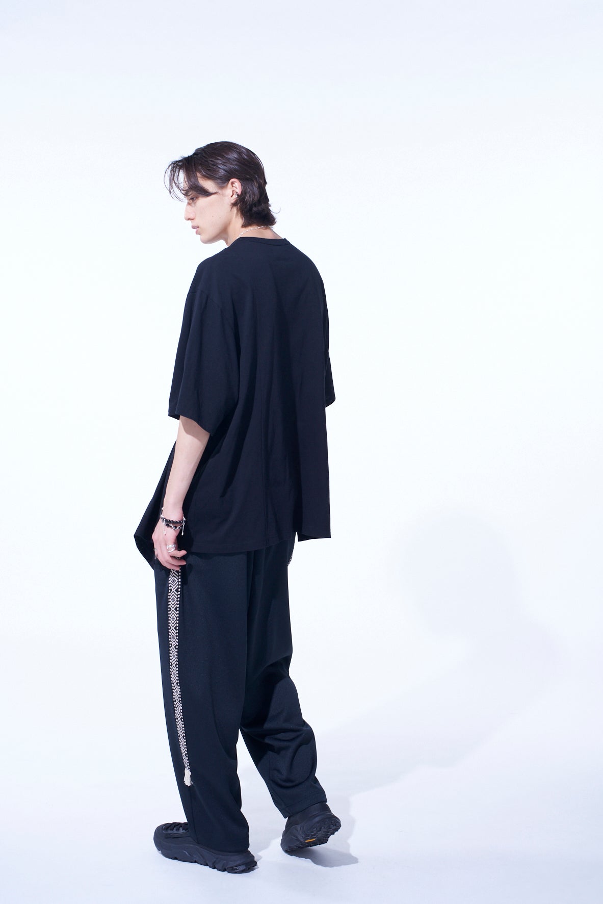 COTTON JERSEY FABRIC SWITCH H/S DRAPED T-SHIRT