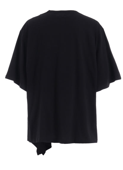 COTTON JERSEY FABRIC SWITCH H/S DRAPED T-SHIRT
