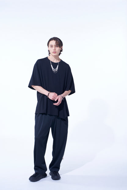COTTON JERSEY FABRIC SWITCH H/S DRAPED T-SHIRT