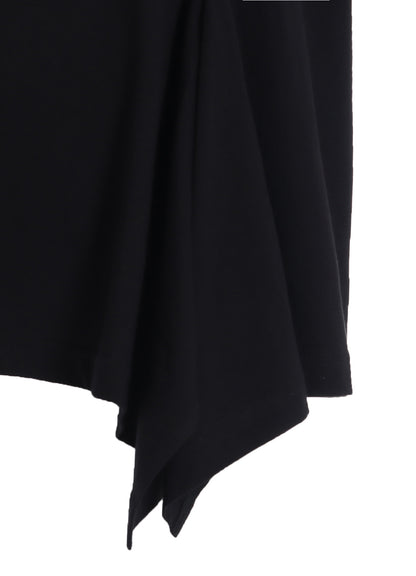COTTON JERSEY FABRIC SWITCH H/S DRAPED T-SHIRT
