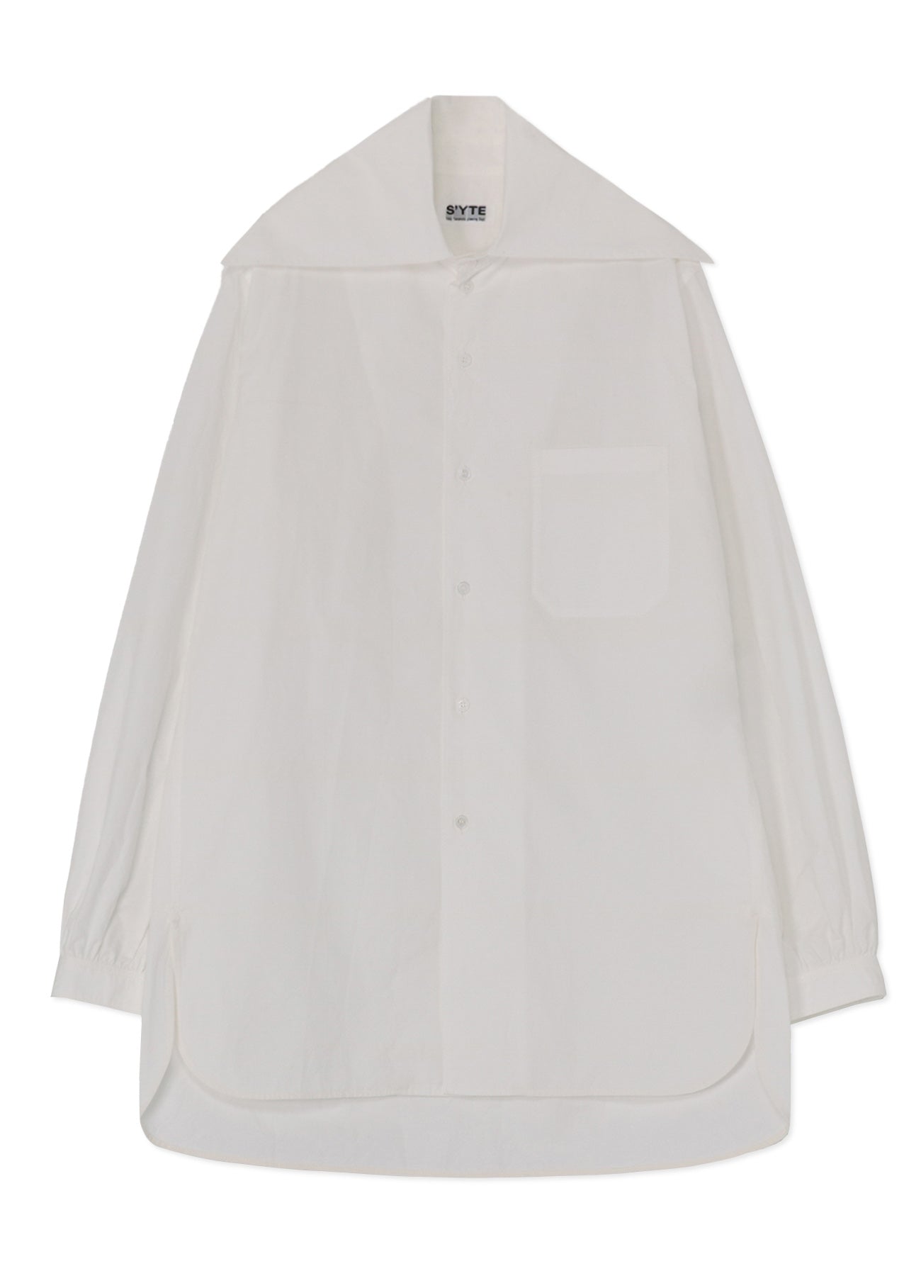 COTTON/LINEN WASHER TYPEWRITER BIG-COLLARED SHIRT