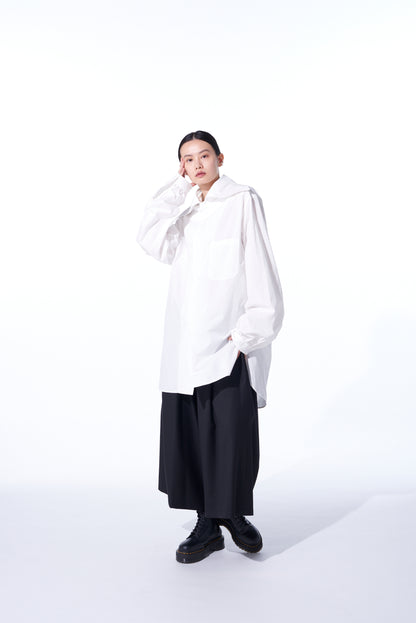 COTTON/LINEN WASHER TYPEWRITER BIG-COLLARED SHIRT