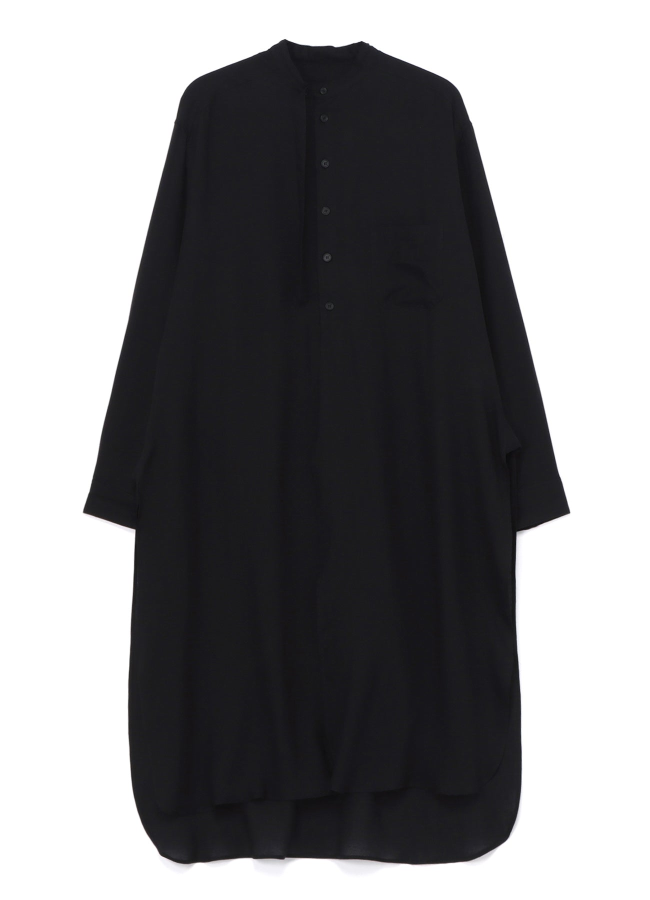 LYOCELL VIERA STAND COLLAR LONG SHIRT WITH ROUNDED HEM