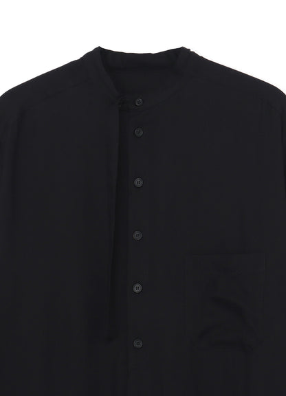 LYOCELL VIERA STAND COLLAR LONG SHIRT WITH ROUNDED HEM