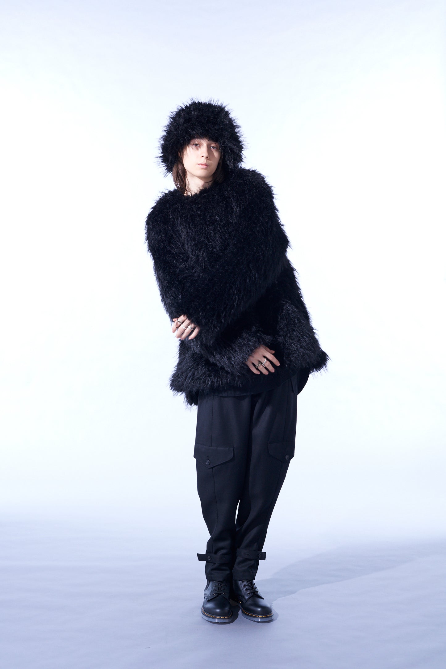 SHAGGY FUR CREW NECK PULLOVER