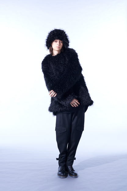 SHAGGY FUR CREW NECK PULLOVER