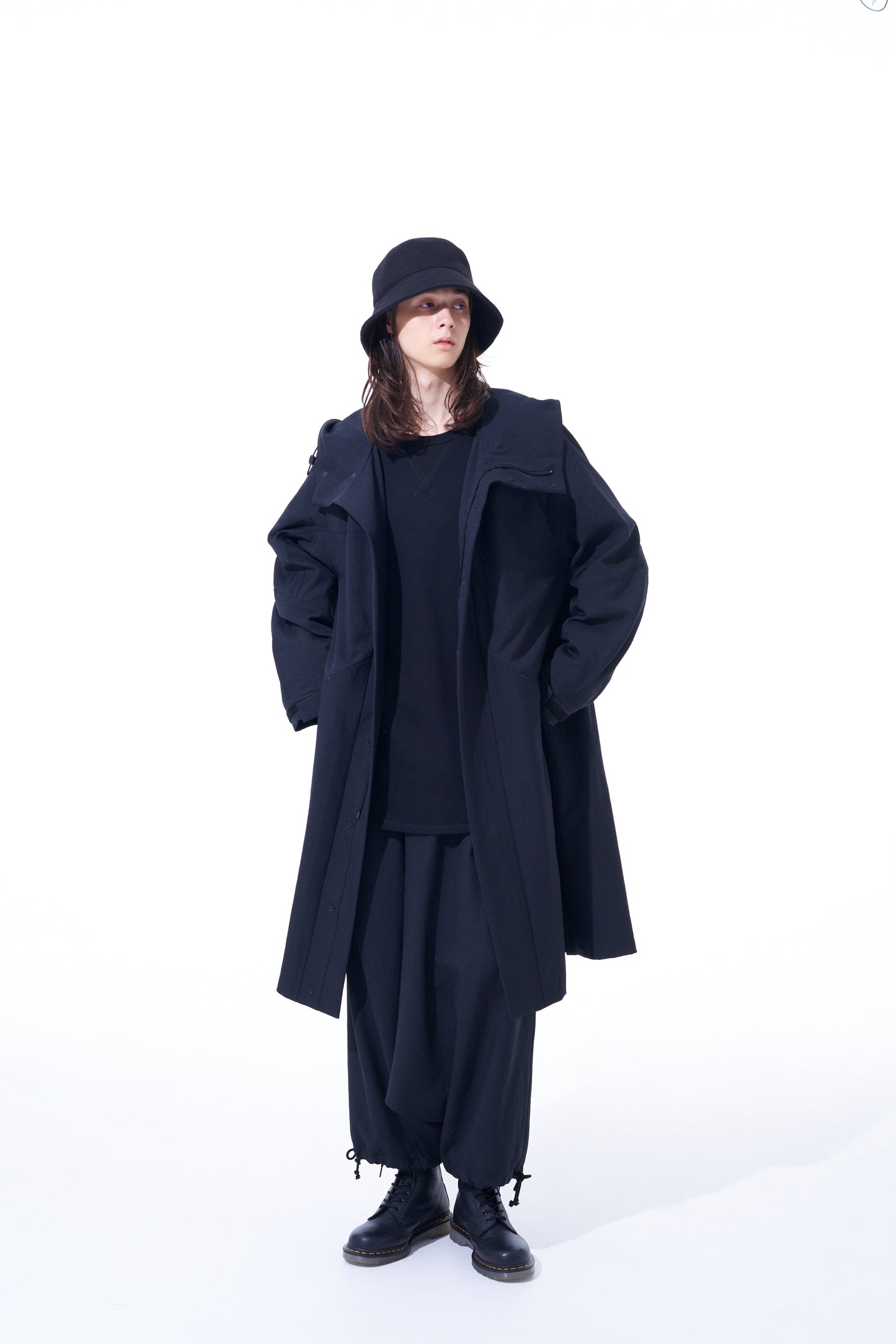 PE/STRETCH TWILL OVERSIZED TECH HOODED COAT WITH FUNCTIONAL LINING