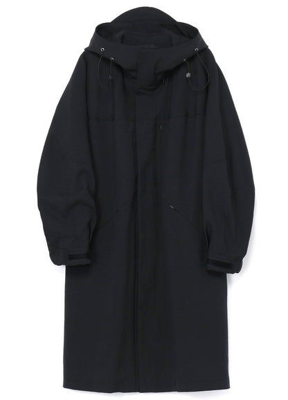 PE/STRETCH TWILL OVERSIZED TECH HOODED COAT WITH FUNCTIONAL LINING