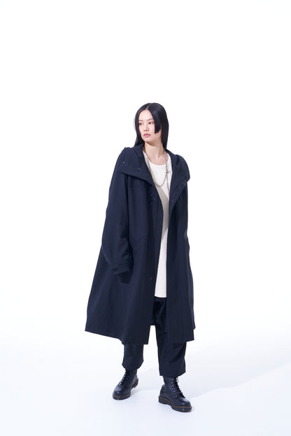 PE/STRETCH TWILL OVERSIZED TECH HOODED COAT WITH FUNCTIONAL LINING