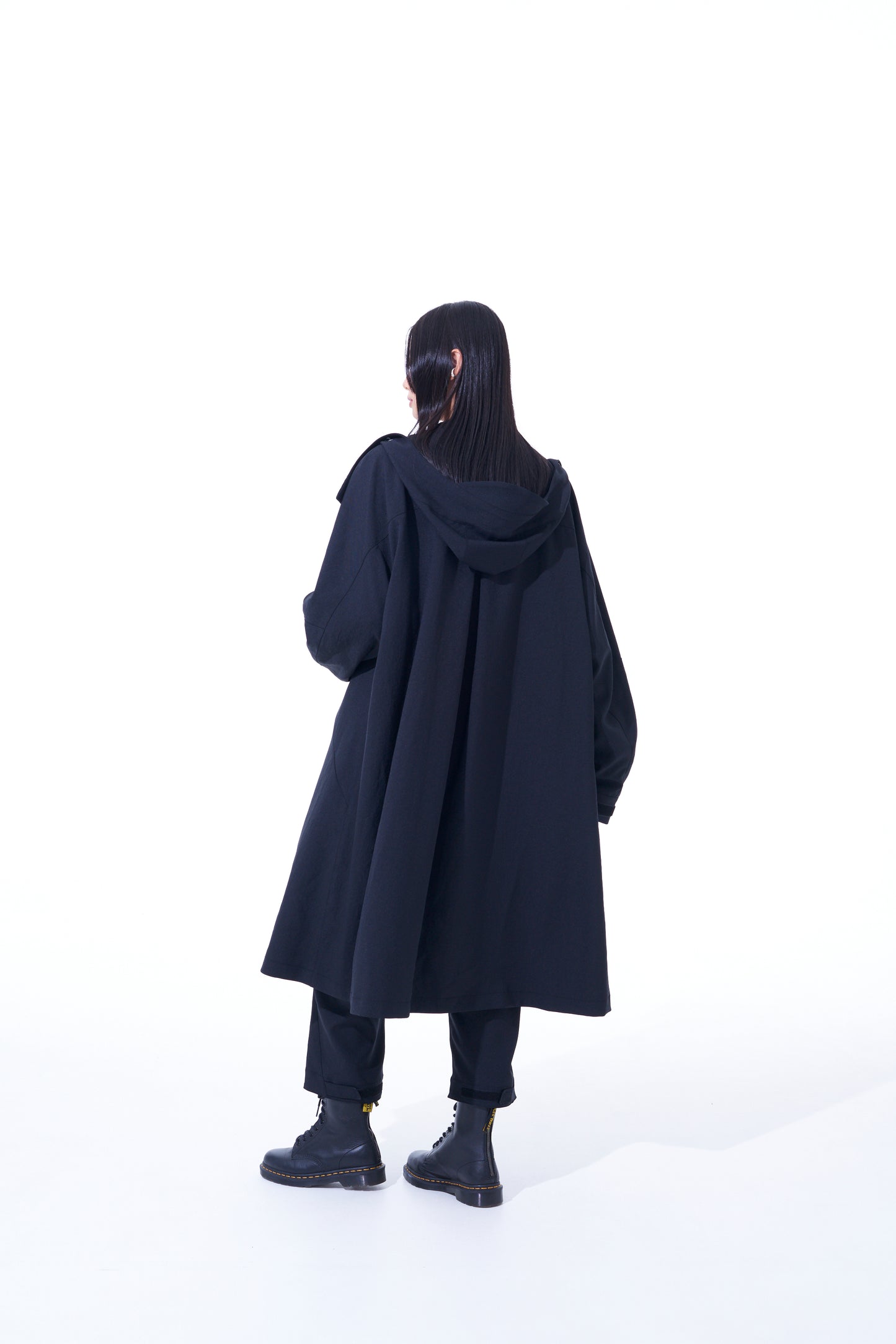 PE/STRETCH TWILL OVERSIZED TECH HOODED COAT WITH FUNCTIONAL LINING