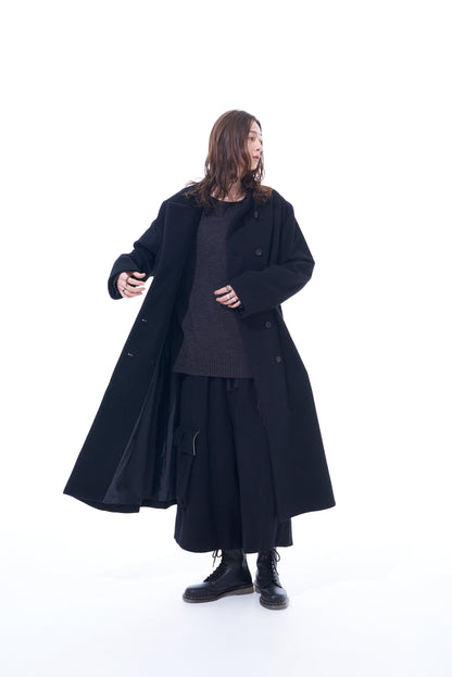 W/TOP MOSSA DOUBLE-BREASTED STAND COLLAR COAT