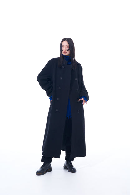 W/TOP MOSSA DOUBLE-BREASTED STAND COLLAR COAT