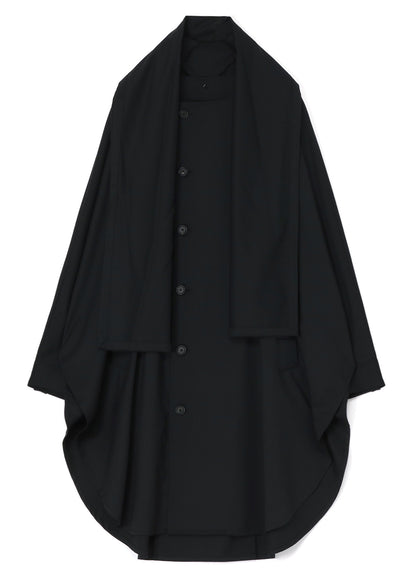 T/W GABARDINE STOLE COLLAR BIG SILHOUETTE COAT