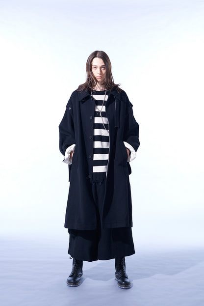 W/TOP MOSSA FLY FRONT LONG COAT WITH REMOVABLE SLEEVES