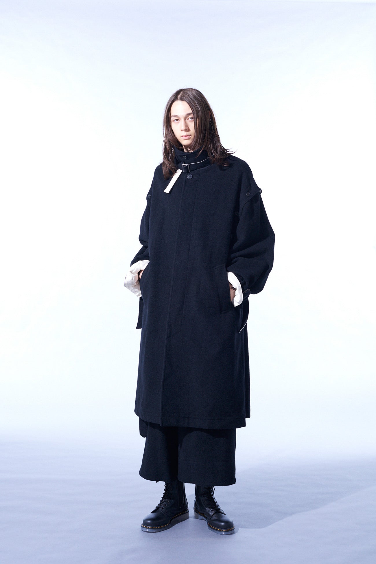 W/TOP MOSSA FLY FRONT LONG COAT WITH REMOVABLE SLEEVES