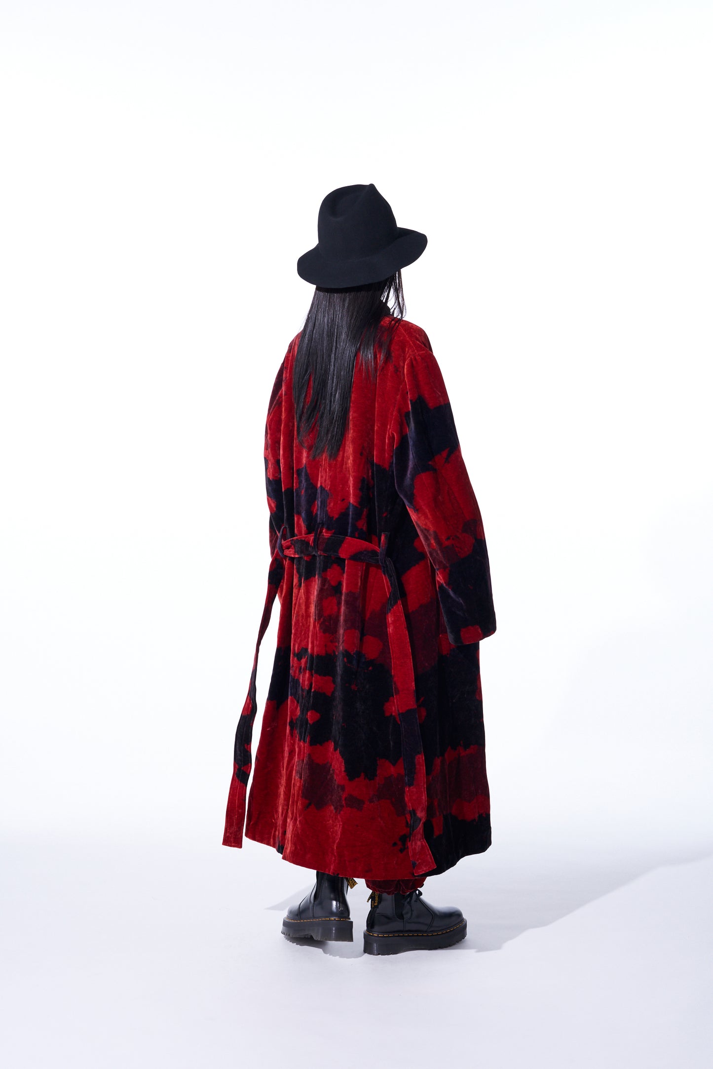 TIE-DYE VELVET DOUBLE-BREASTED STAND COLLAR COAT