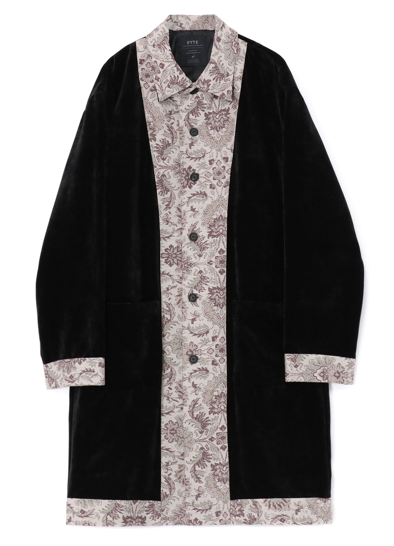 VELVETEEN LONG COAT WITH GOBELINS JACQUARD SWITCHED DESIGN