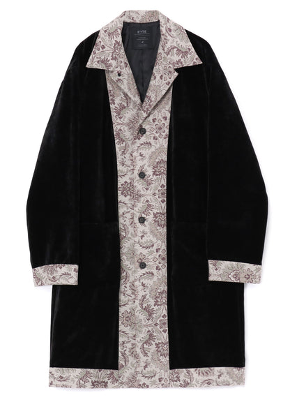 VELVETEEN LONG COAT WITH GOBELINS JACQUARD SWITCHED DESIGN