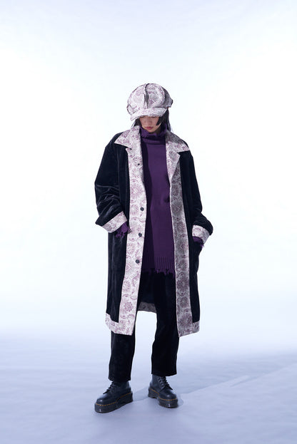 VELVETEEN LONG COAT WITH GOBELINS JACQUARD SWITCHED DESIGN