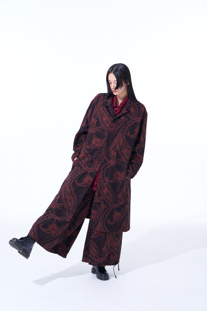 PAISLEY PATTERN JACQUARD OPEN COLLAR COAT