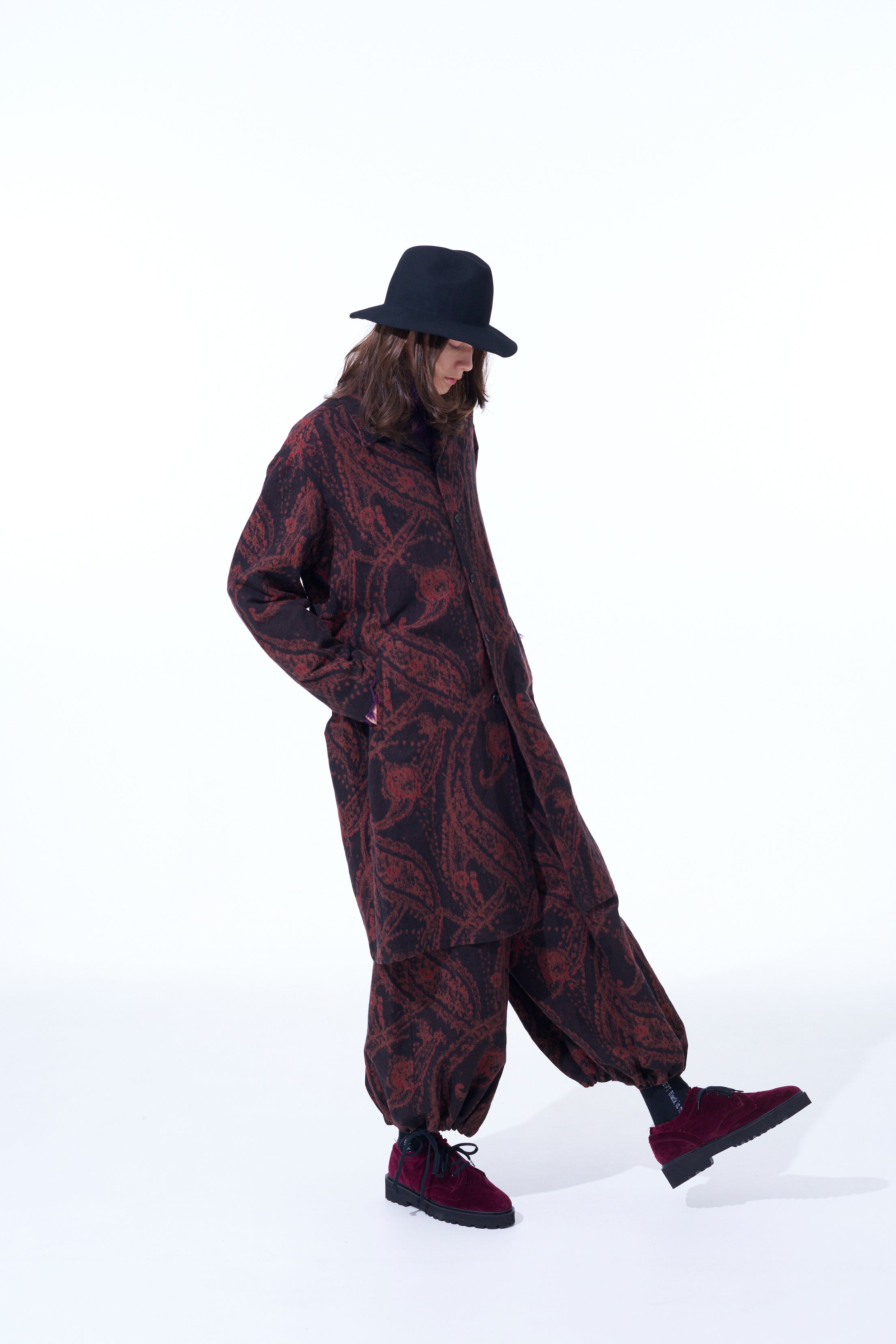 PAISLEY PATTERN JACQUARD OPEN COLLAR COAT – THE SHOP YOHJI YAMAMOTO