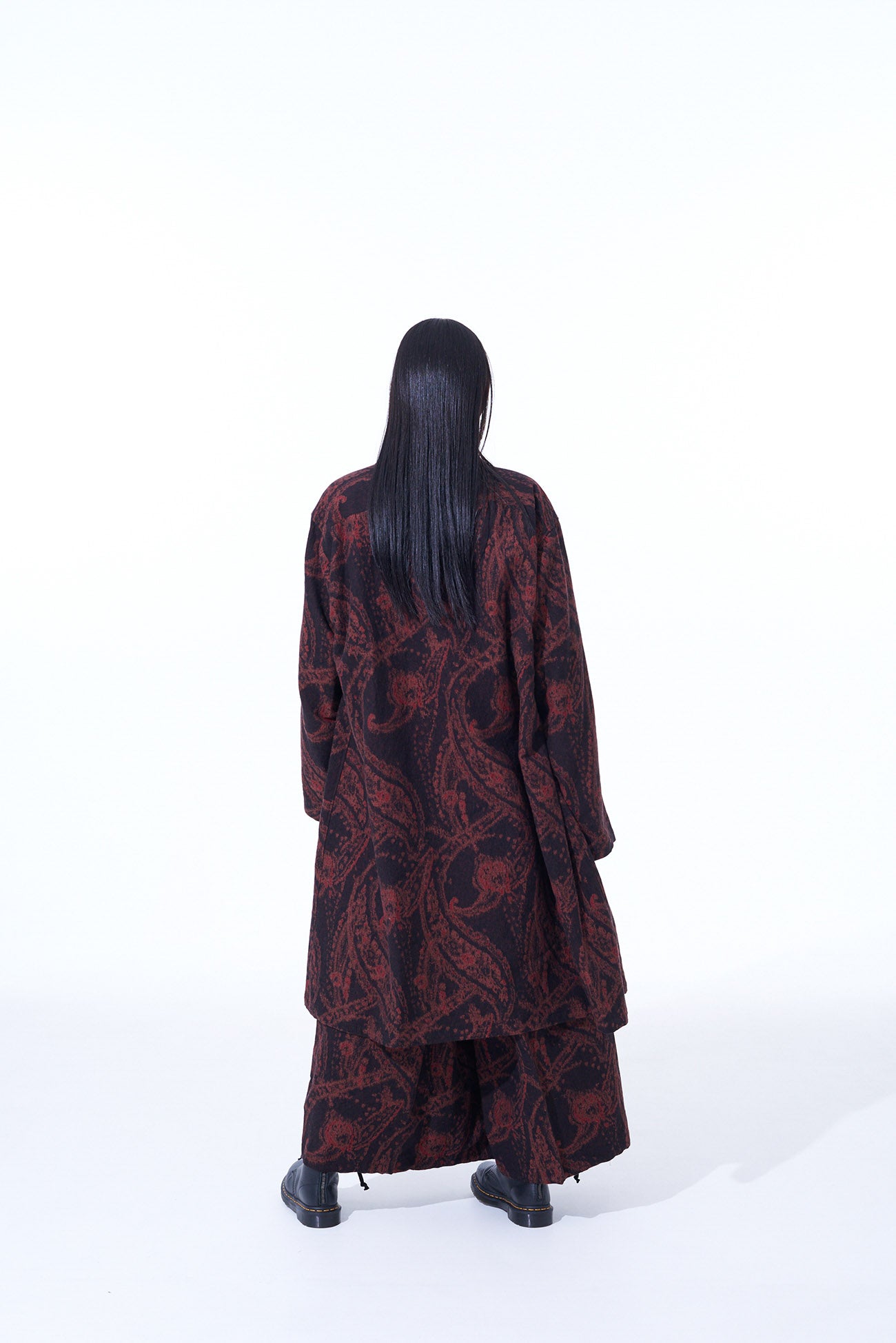 PAISLEY PATTERN JACQUARD OPEN COLLAR COAT