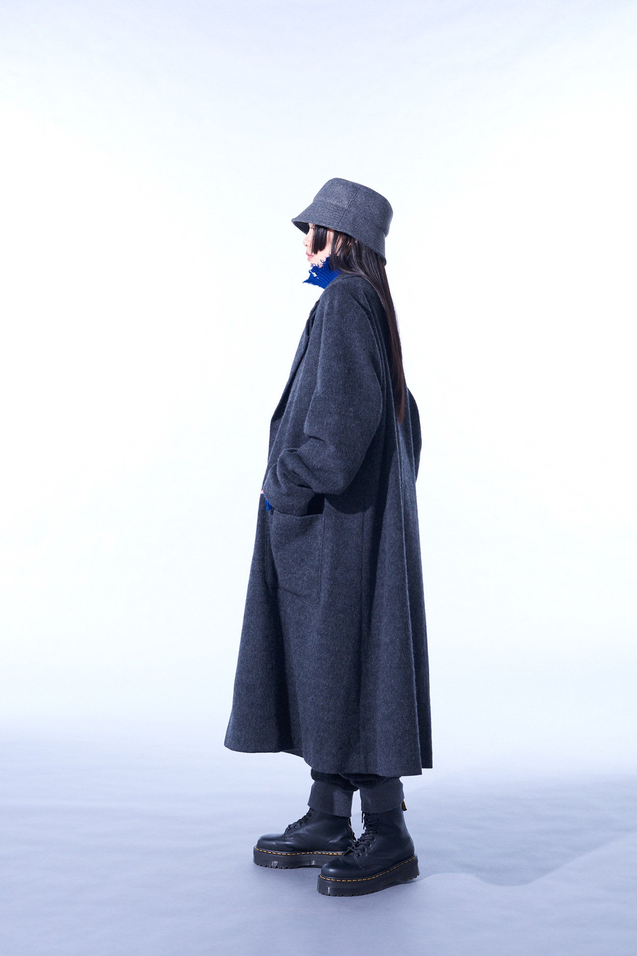 ECO WOOL BEAVER DOUBLE-BREASTED SNAP BUTTON LONG COAT