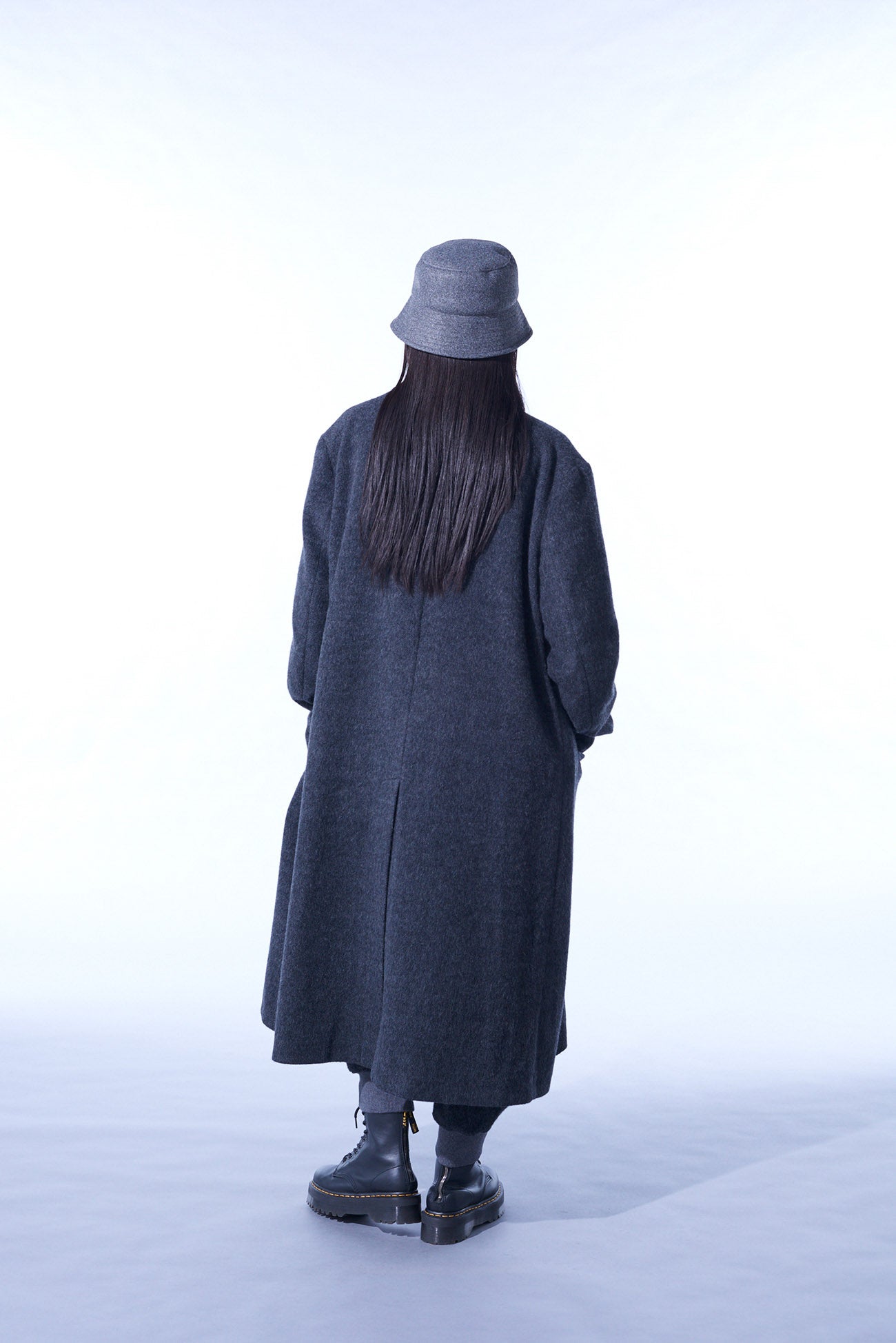 ECO WOOL BEAVER DOUBLE-BREASTED SNAP BUTTON LONG COAT