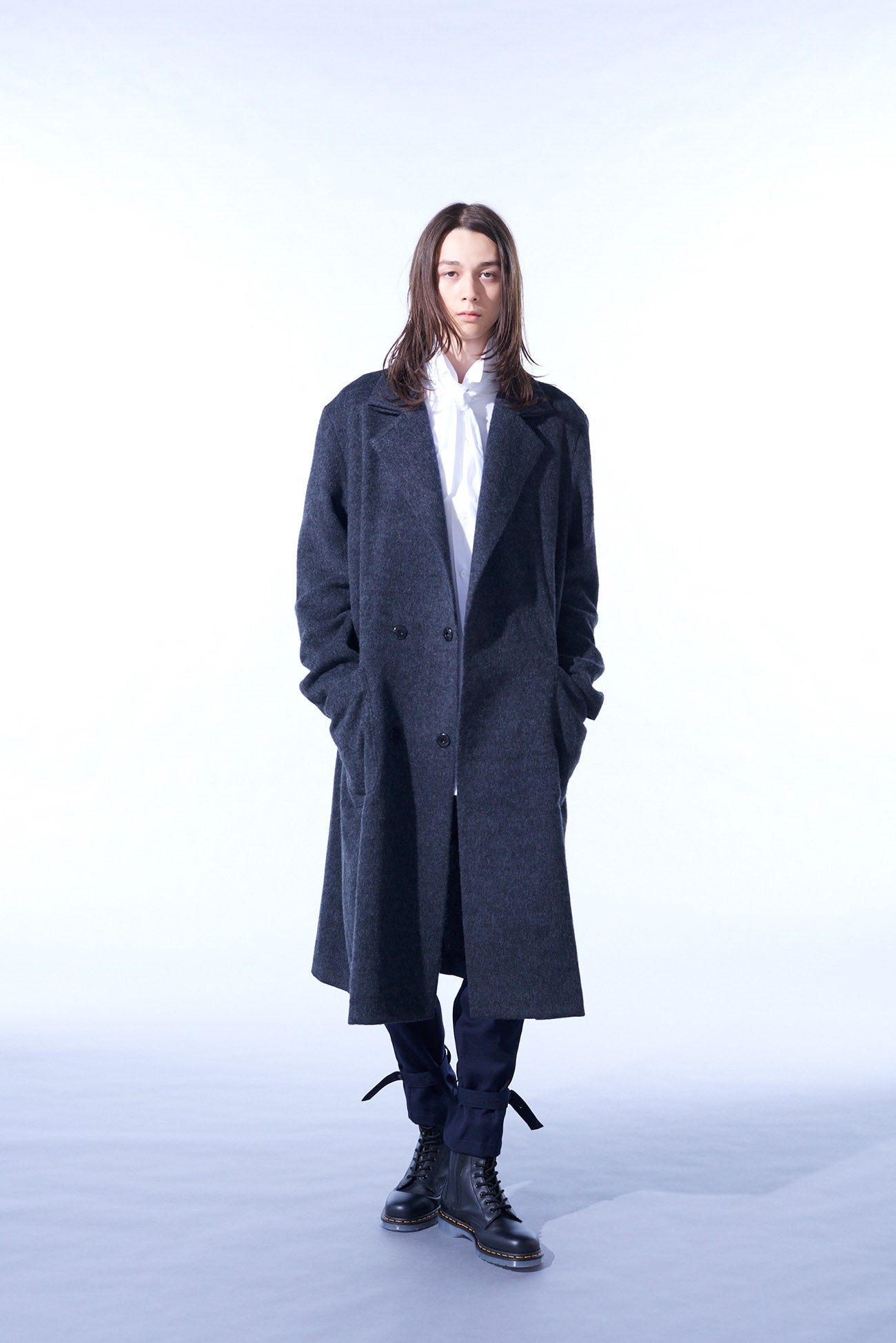 ECO WOOL BEAVER DOUBLE-BREASTED SNAP BUTTON LONG COAT