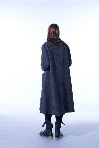 ECO WOOL BEAVER DOUBLE-BREASTED SNAP BUTTON LONG COAT