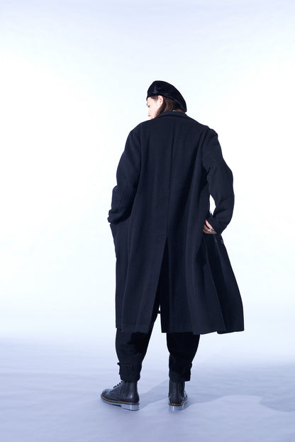 ECO WOOL BEAVER DOUBLE-BREASTED SNAP BUTTON LONG COAT