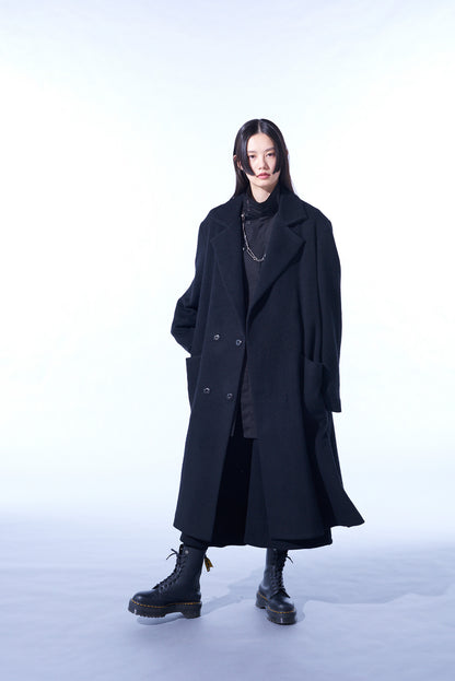 ECO WOOL BEAVER DOUBLE-BREASTED SNAP BUTTON LONG COAT