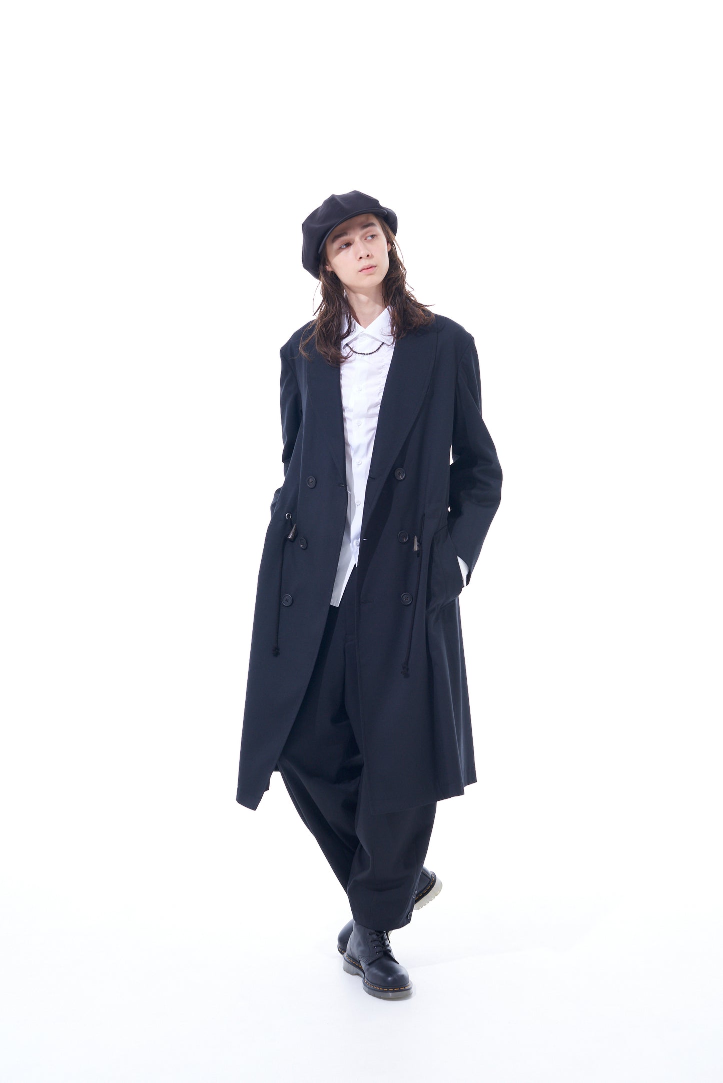 T/W GABARDINE SHAWL COLLAR DOUBLE COAT