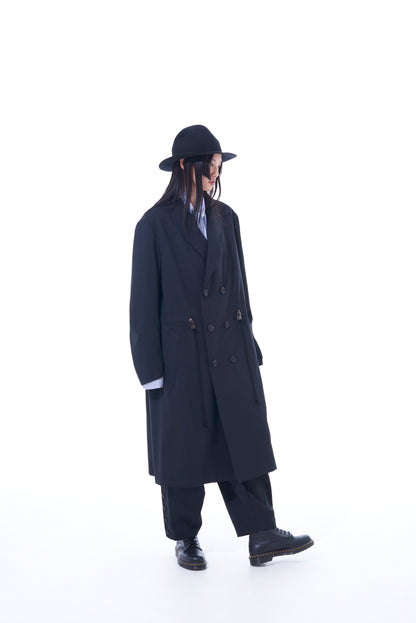 T/W GABARDINE SHAWL COLLAR DOUBLE COAT