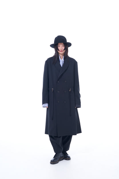 T/W GABARDINE SHAWL COLLAR DOUBLE COAT