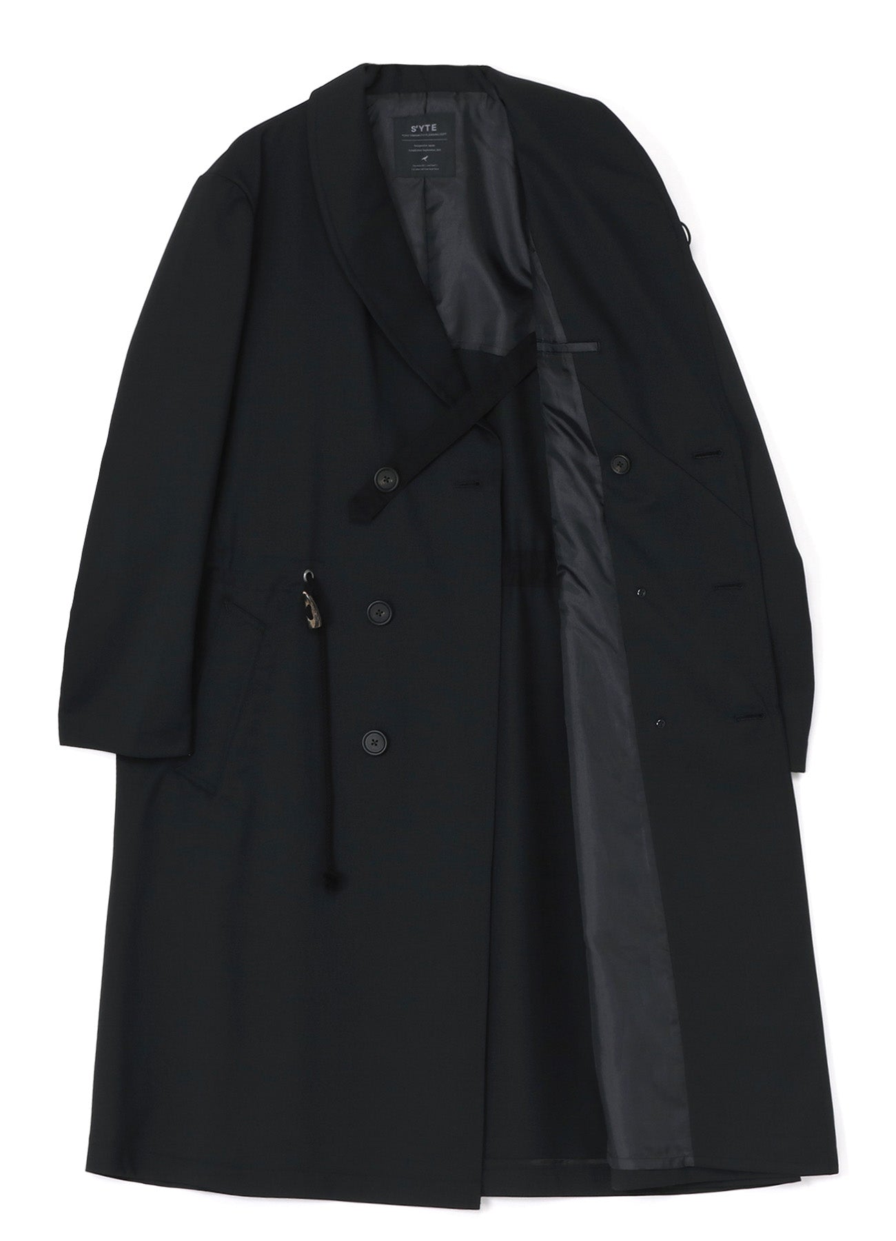 T/W GABARDINE SHAWL COLLAR DOUBLE COAT