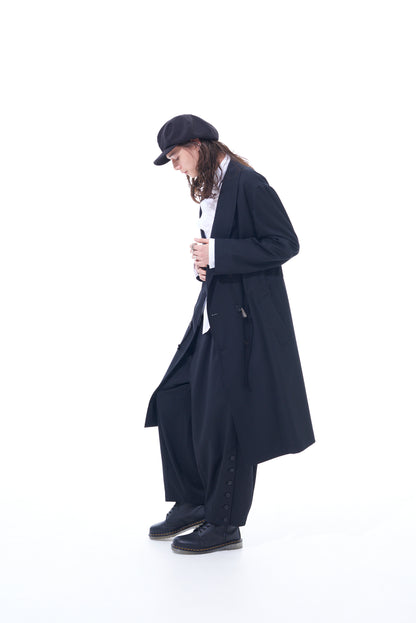 T/W GABARDINE SHAWL COLLAR DOUBLE COAT