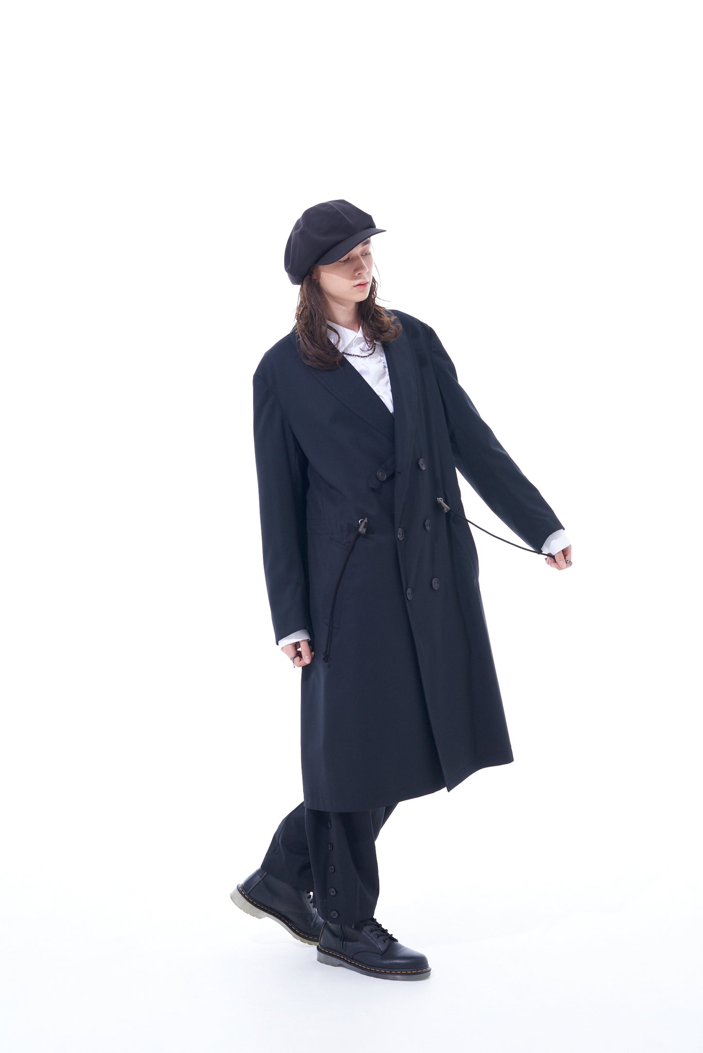 T/W GABARDINE SHAWL COLLAR DOUBLE COAT