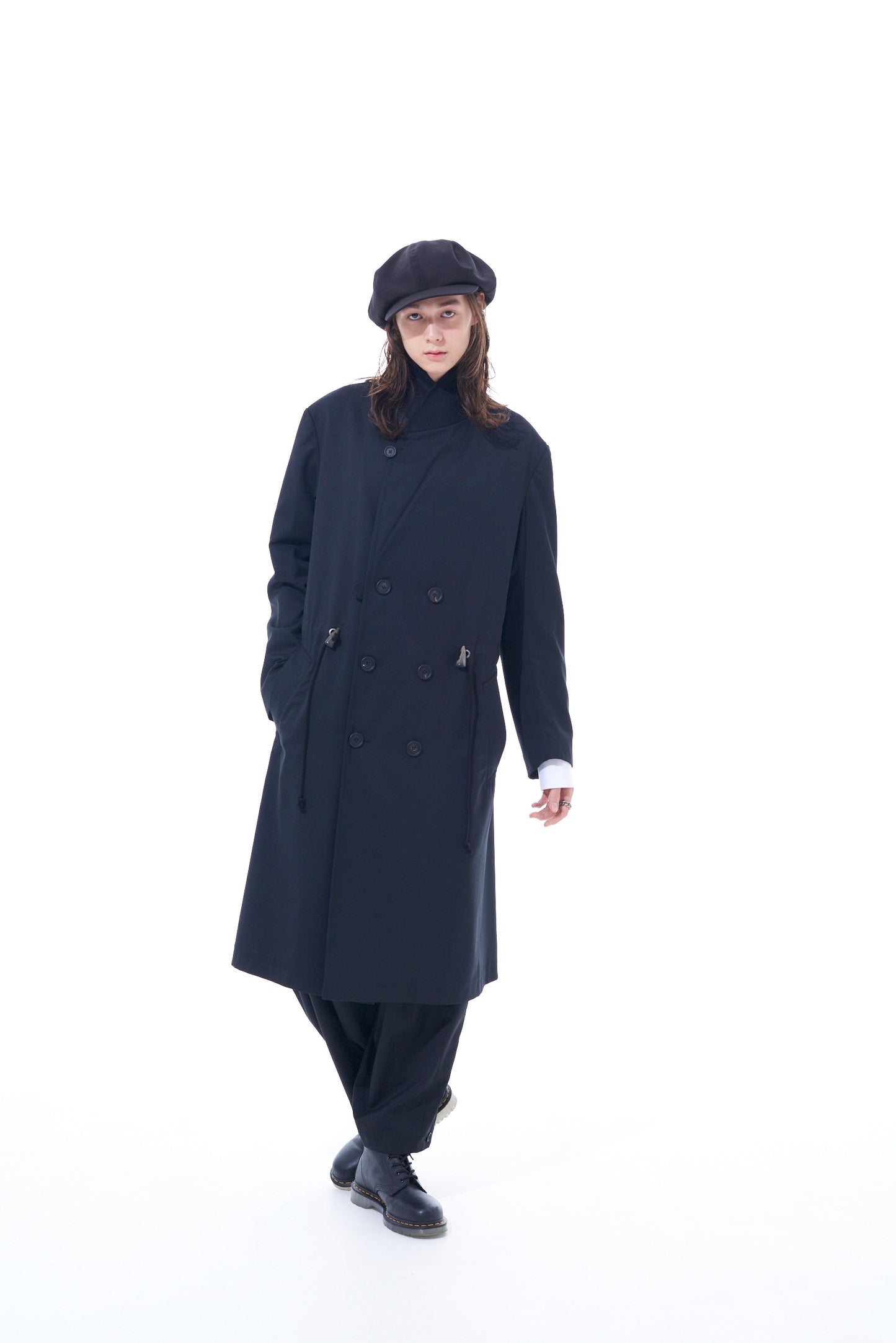 T/W GABARDINE SHAWL COLLAR DOUBLE COAT