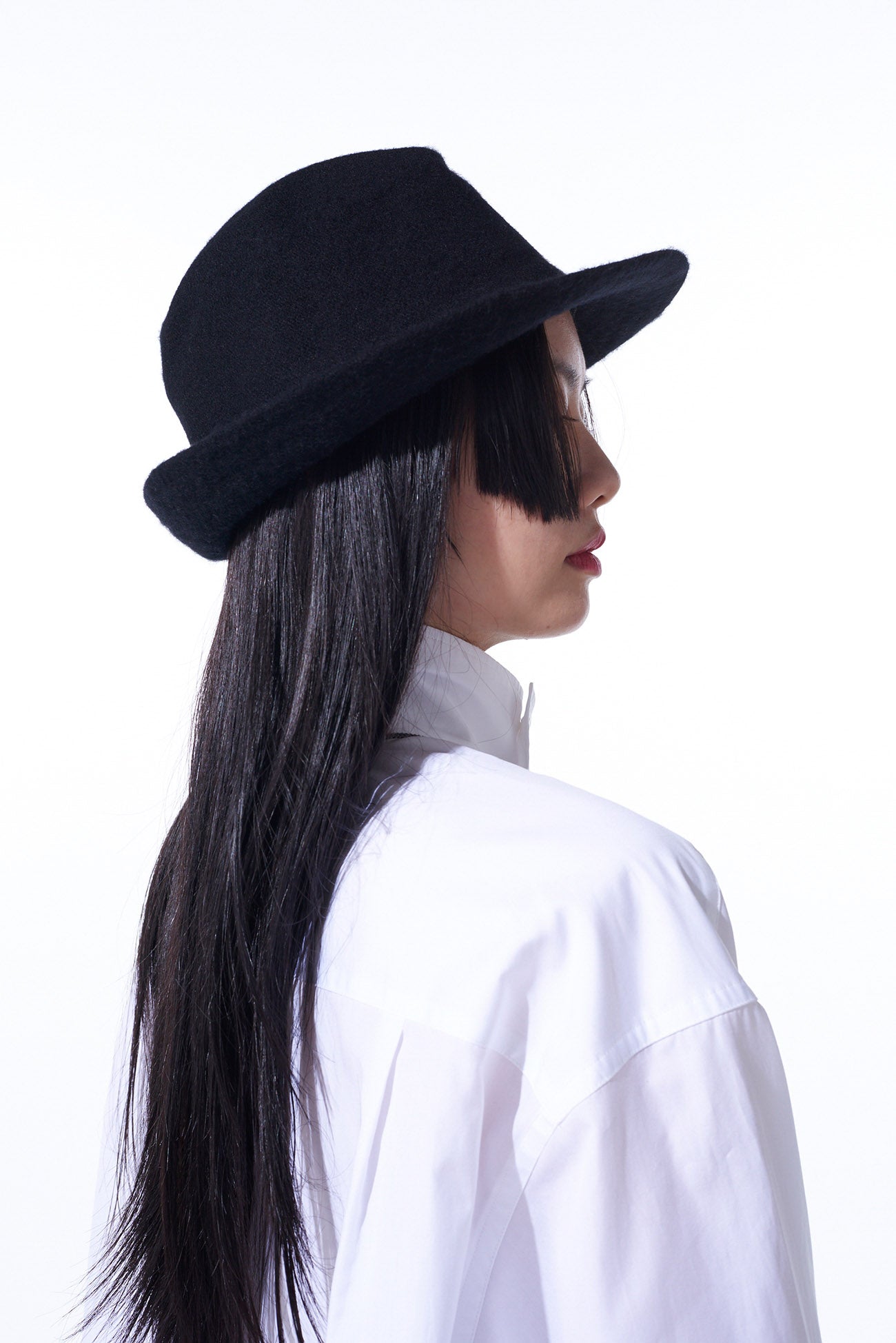 WOOL MELTON FELT HAT WITH SHORT BRIM