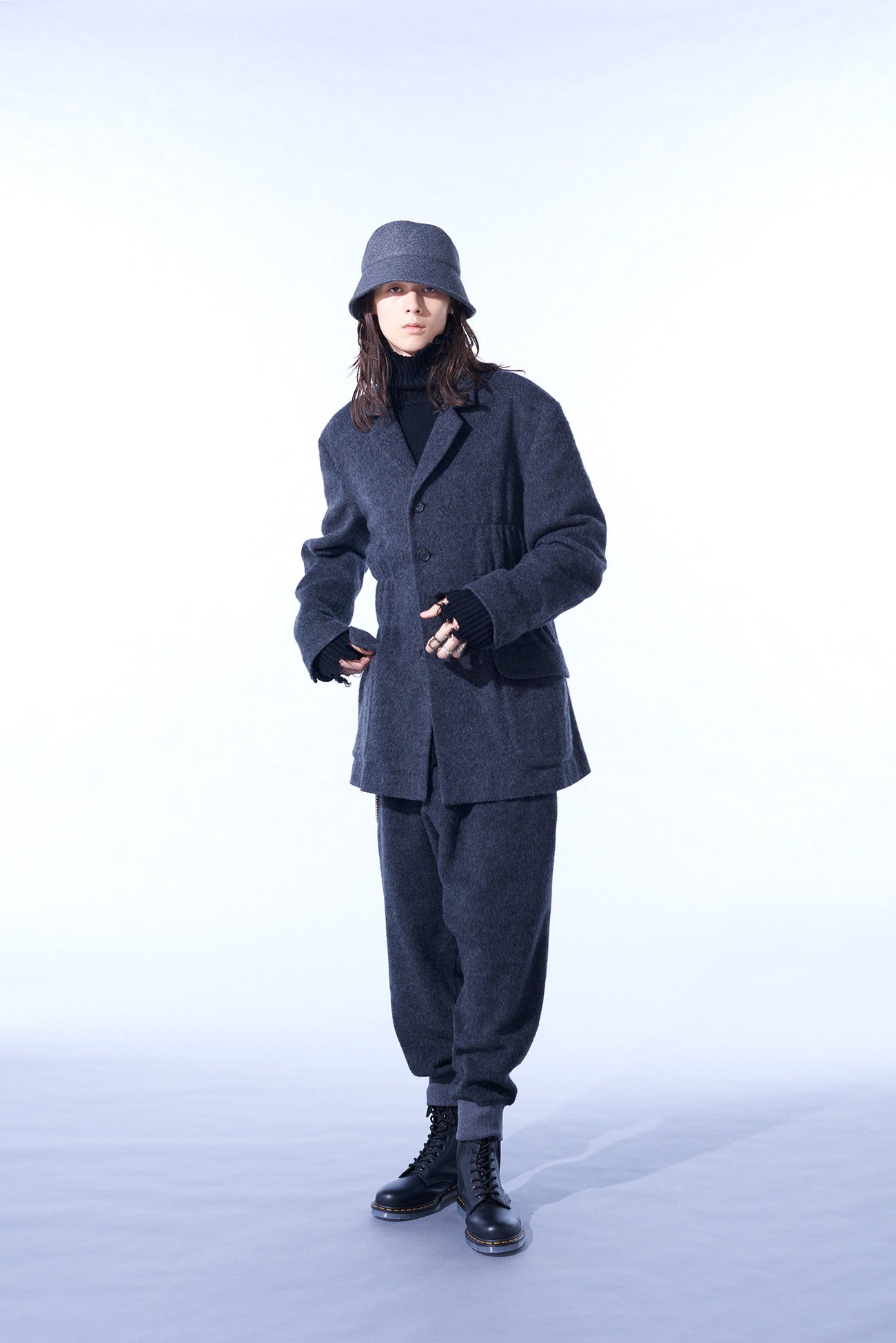 ECO WOOL BEAVER JACKET WITH GATHERED SHIRRING