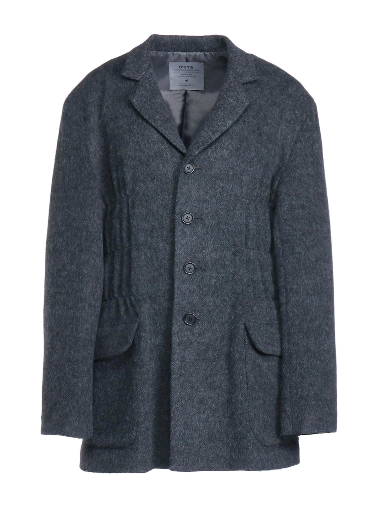 ECO WOOL BEAVER JACKET WITH GATHERED SHIRRING