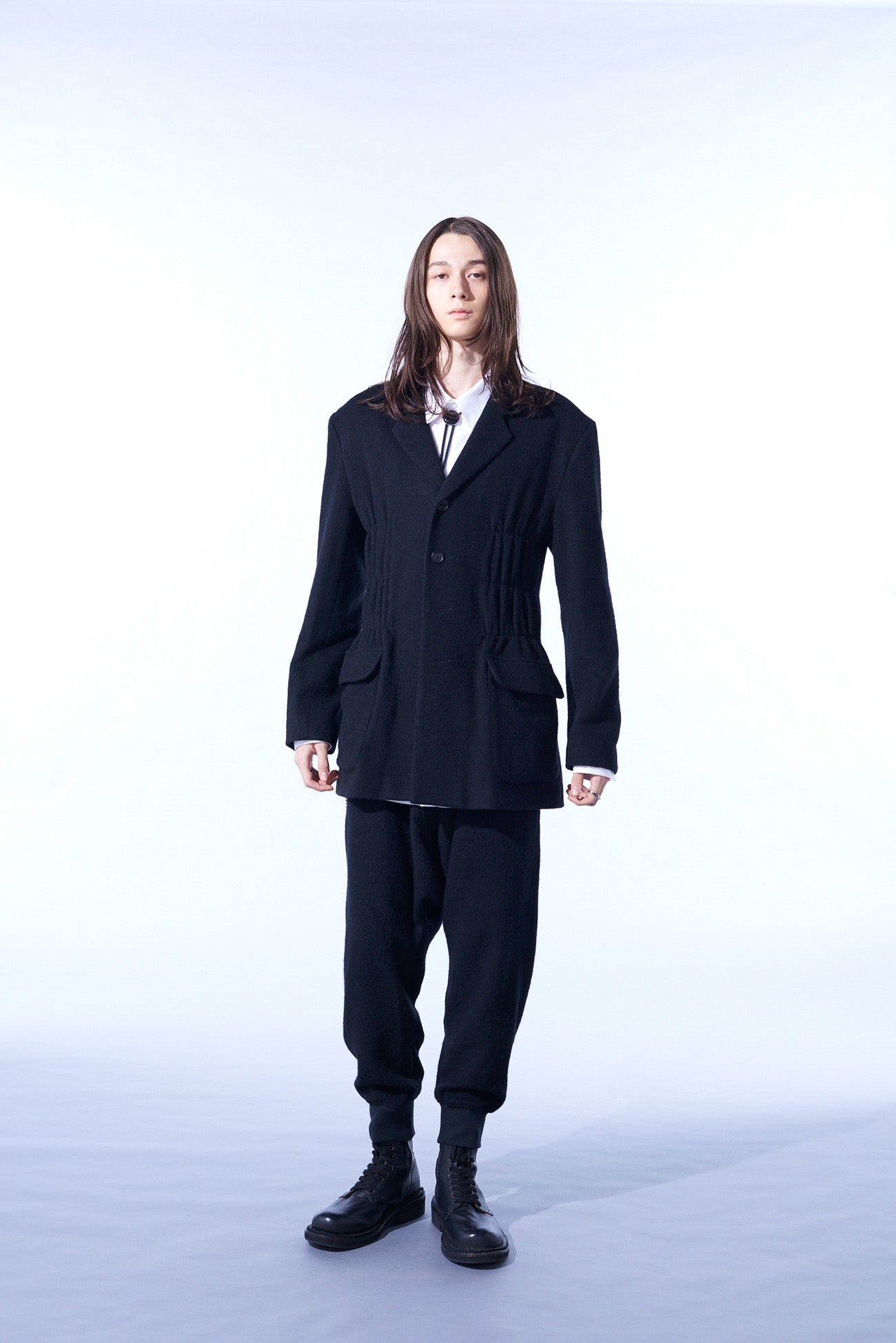 ECO WOOL BEAVER JACKET WITH GATHERED SHIRRING