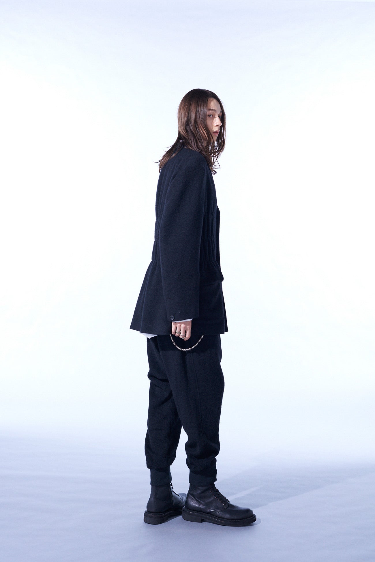 ECO WOOL BEAVER JACKET WITH GATHERED SHIRRING